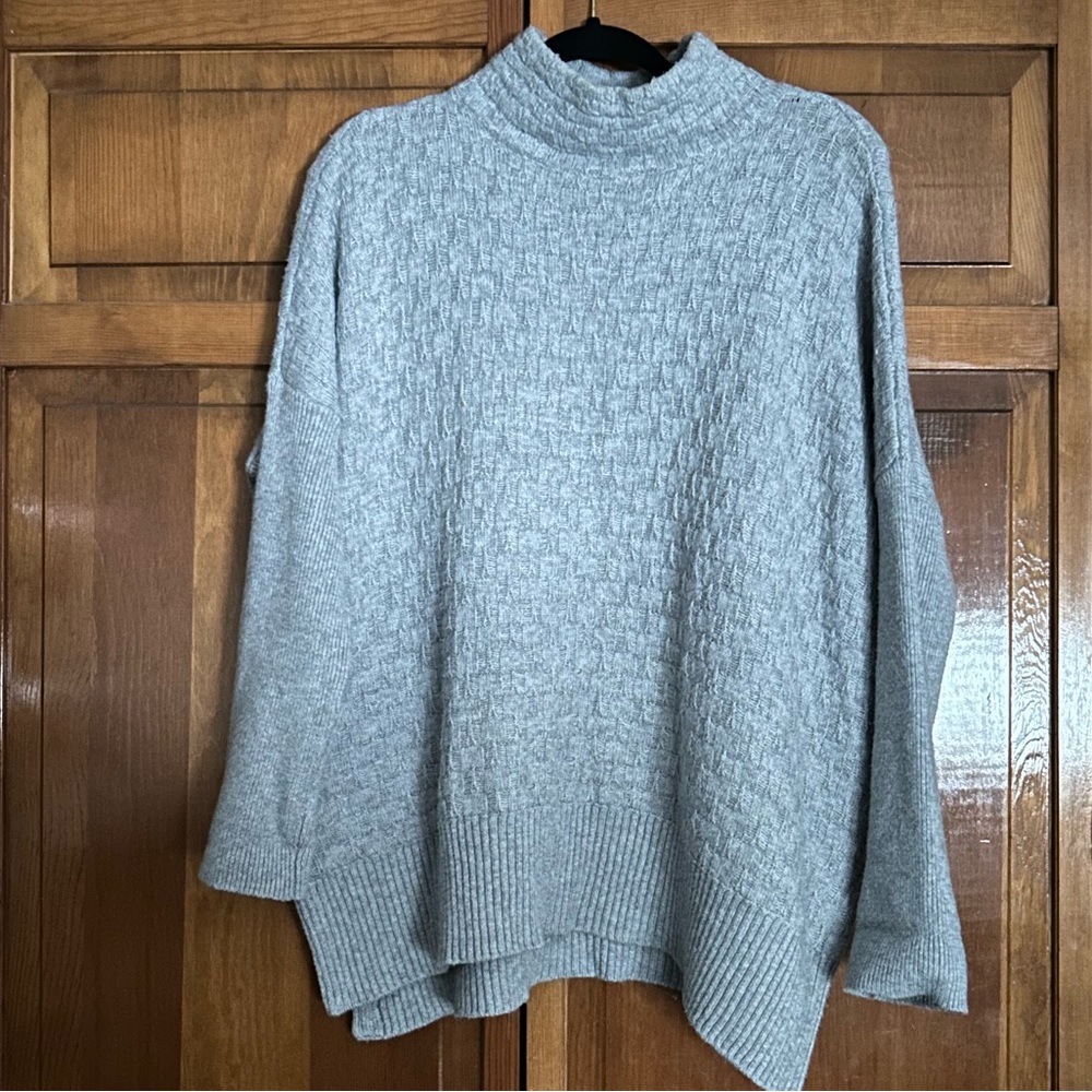 Gray Oversized Turtleneck Sweater